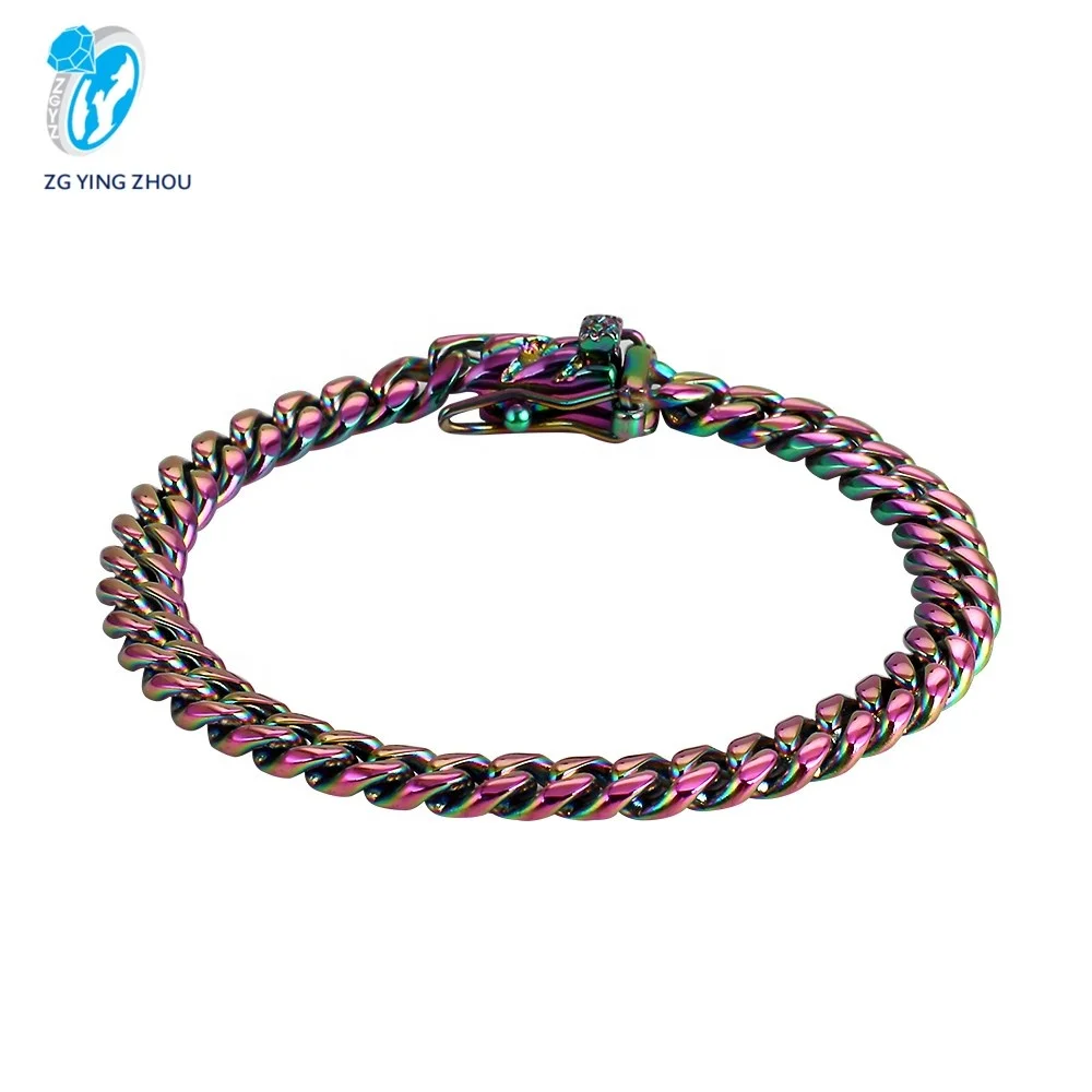 Yingzhou Fashion Stainless Steel Seven colors Hip Hop Cuban Chain Necklace Bracelet Jewelry Factory Wholesale Custom, Hardened seven colors or customized color
Yingzhou Fashion Stainless Steel Seven colors Hip Hop Cuban Chain Necklace Bracelet Jewelry Factory Wholesale Custom, Hardened seven colors or customized color