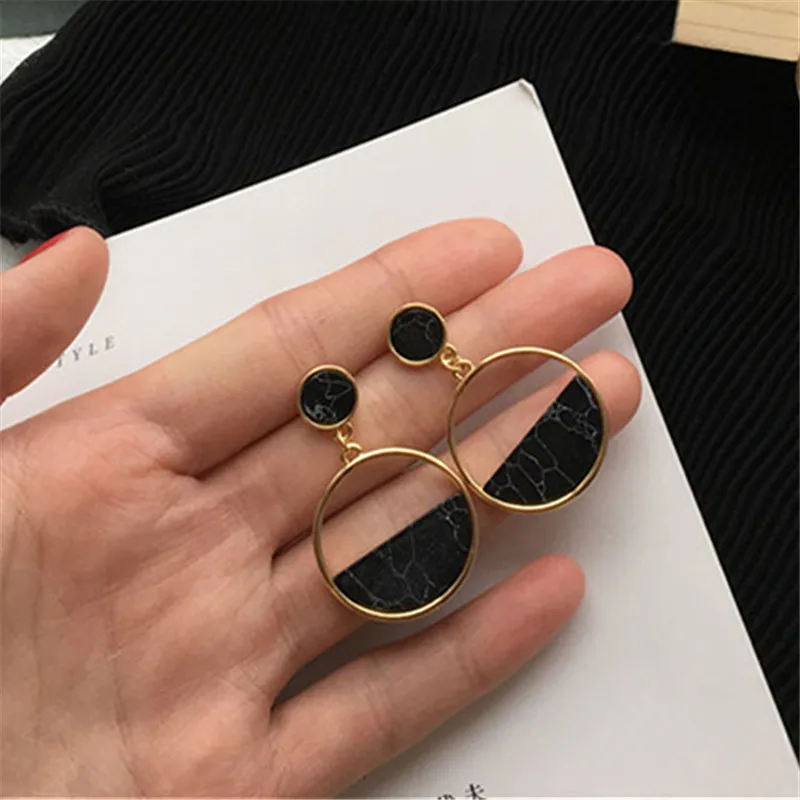 Handmade fashion simple geometric circular marble long girls popular earrings temperament EE88
Handmade fashion simple geometric circular marble long girls popular earrings temperament EE88