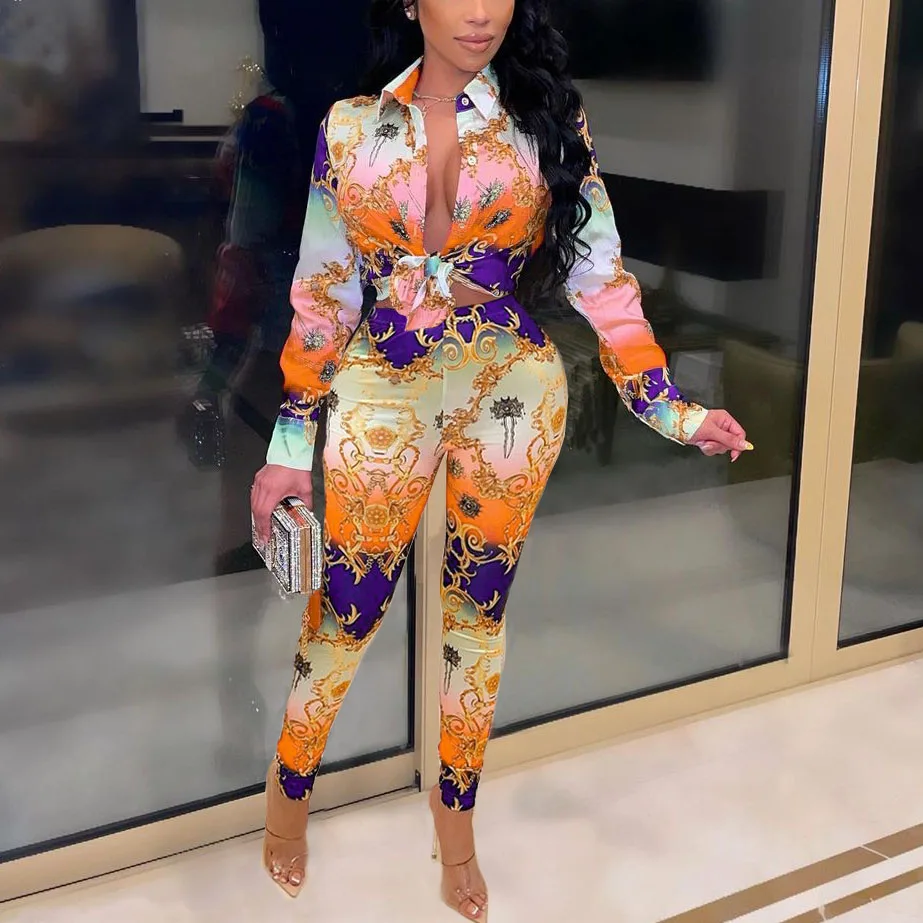FS5050D Sexy Fashion Fall outfits Casual long sleeves tops and pants two pieces prints sets
FS5050D Sexy Fashion Fall outfits Casual long sleeves tops and pants two pieces prints sets