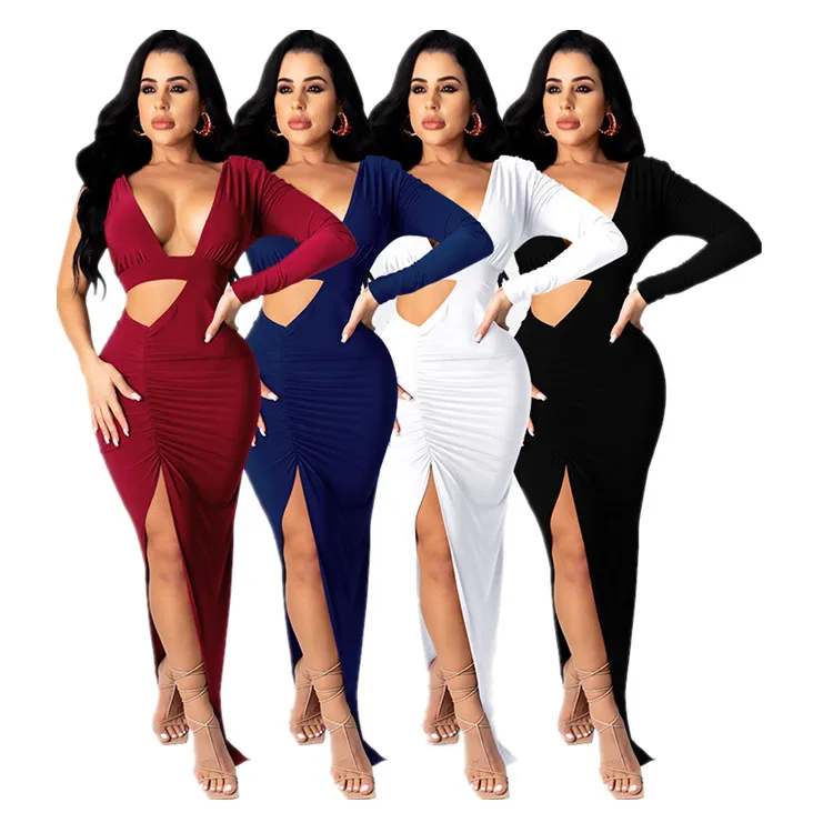 OLS-8028 Women'S Sexy Deep V Open Waist Split Pleated Long Dress Solid Color Dress Temperament Dress, Picture
OLS-8028 Women'S Sexy Deep V Open Waist Split Pleated Long Dress Solid Color Dress Temperament Dress, Picture