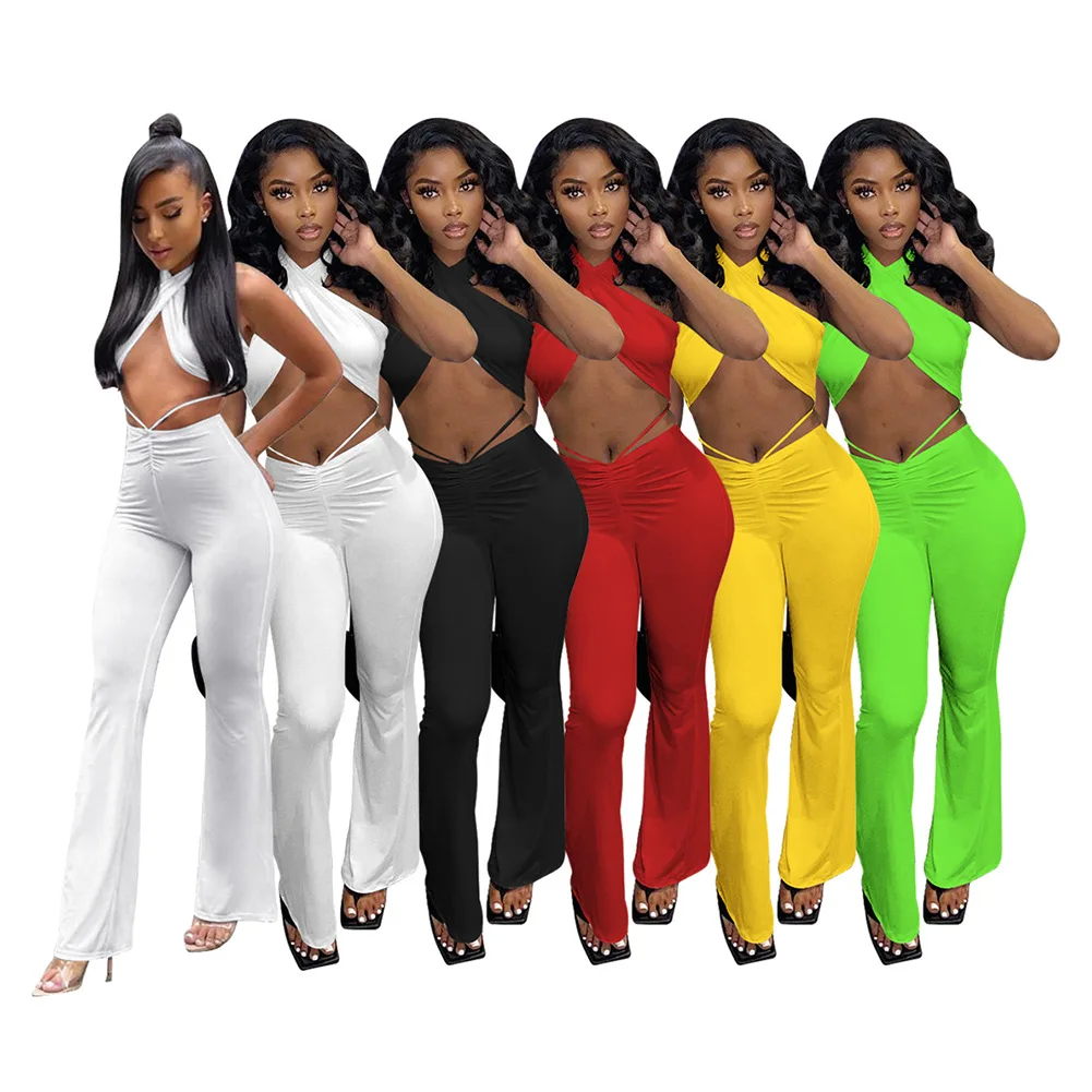 DUODUOCOLOR Solid color fashion casual backless tops bandage summer clothes two piece pants sexy sets 2021 D10475
DUODUOCOLOR Solid color fashion casual backless tops bandage summer clothes two piece pants sexy sets 2021 D10475