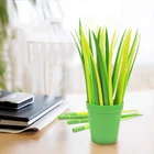 35 pieces Amazon hot sale Originality Office stationery Leaf Pen Silicone green grass leaf shaped ball point pen