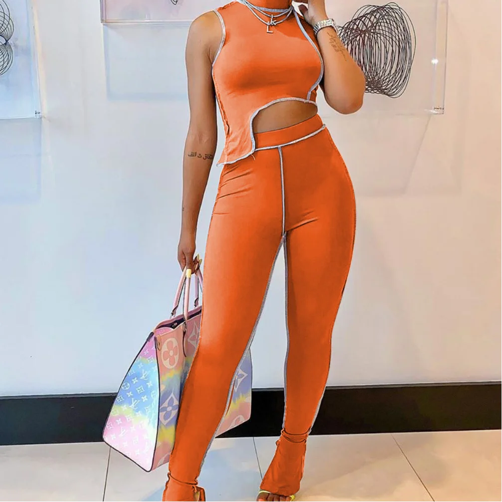 RS463 Fashion character style women two-piece sets stand collar sleeveless crop top & long pants solid color tight sport suits
RS463 Fashion character style women two-piece sets stand collar sleeveless crop top & long pants solid color tight sport suits