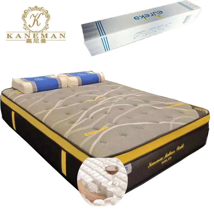 Luxury pocket spring latex memory foam mattress roll in color box 
Luxury pocket spring latex memory foam mattress roll in color box