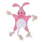 rabbit shaped pet dog cat plush rope chewing toys with sound paper inside