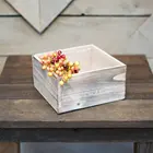 Planter Box Rustic Barn Wood Plastic Liner Square Woodland Wedding Decor Country Chic Centerpiece