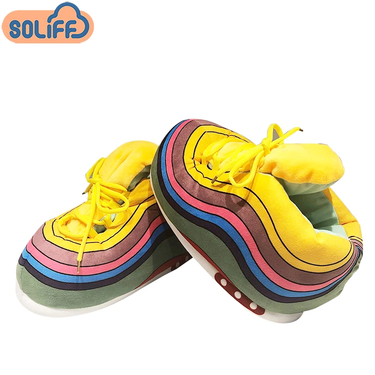 2020 hot-sale custom logo sneaker soft adult size indoor plush rainbow sneaker slippers, Black and red or customized
2020 hot-sale custom logo sneaker soft adult size indoor plush rainbow sneaker slippers, Black and red or customized