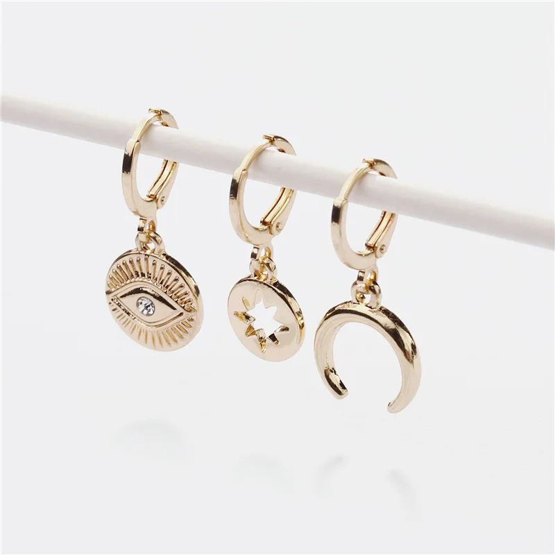 JUHU New hollow five-star eyes moon female earrings fashion classic earrings metal alloy jewelry set for women, Gold
JUHU New hollow five-star eyes moon female earrings fashion classic earrings metal alloy jewelry set for women, Gold