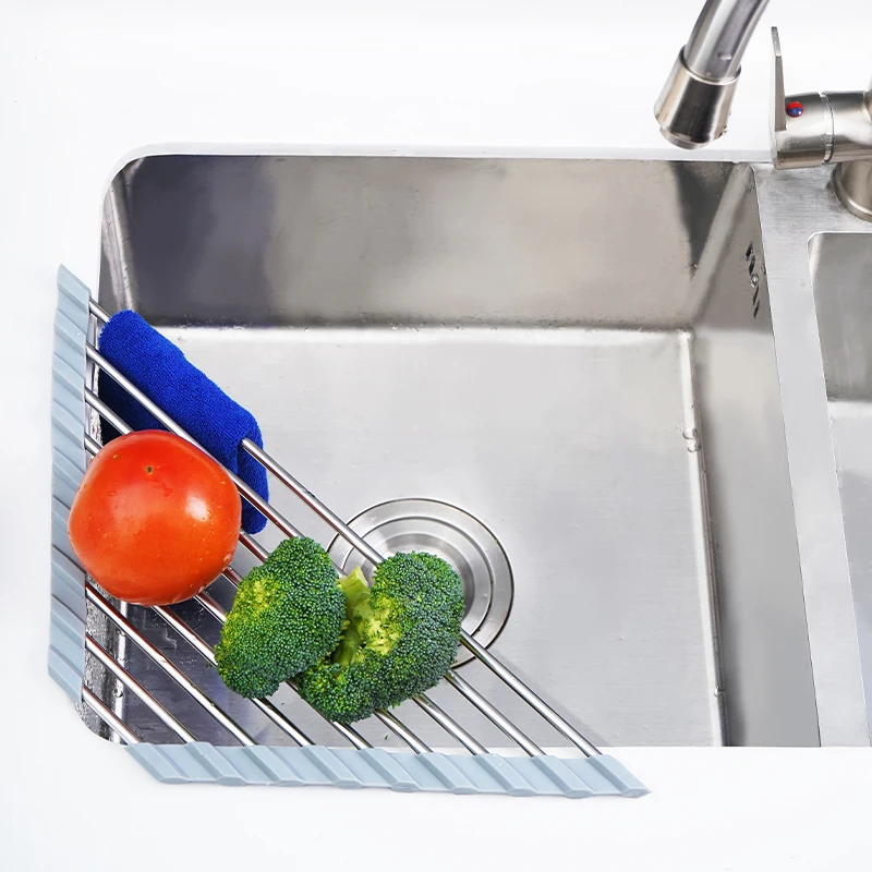 Triangle Stainless Steel Silicone Roll Up Dish Drying Rack Over The Sink Folding Kitchen Drainer dish rack Storage Organizer
Triangle Stainless Steel Silicone Roll Up Dish Drying Rack Over The Sink Folding Kitchen Drainer dish rack Storage Organizer