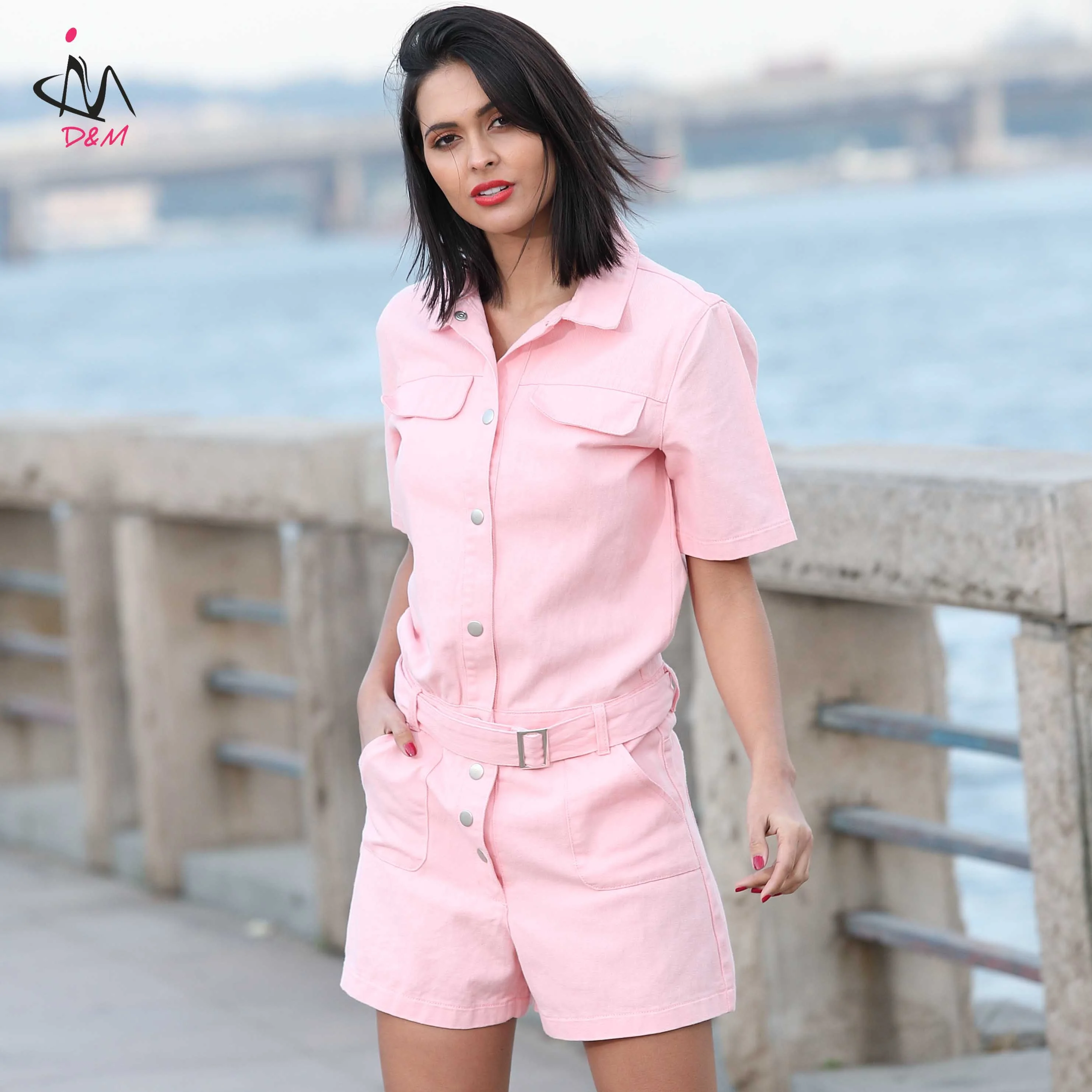 Latest Design Daywear Casual Jumpsuit Pure Color Pink Short Sleeve With Belt Ladies Short Romper Woman Jumpsuit, Customized color
Latest Design Daywear Casual Jumpsuit Pure Color Pink Short Sleeve With Belt Ladies Short Romper Woman Jumpsuit, Customized color