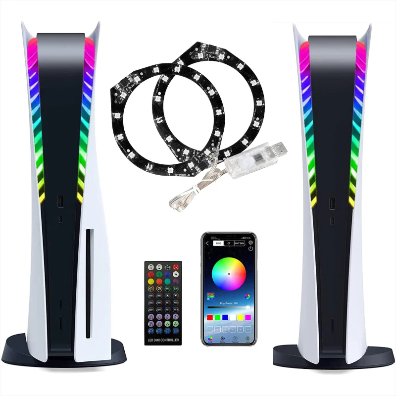 USB APP Remote 3 Control Methods 8 Colors RGB LED Light Strip DIY Decoration Flexible Lights Strips for PS5 Console Playstation, Colorful
USB APP Remote 3 Control Methods 8 Colors RGB LED Light Strip DIY Decoration Flexible Lights Strips for PS5 Console Playstation, Colorful