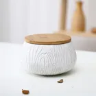 China bulk wholesale custom logo small cheap coffee tea sugar white ceramic canister set with wooden lid