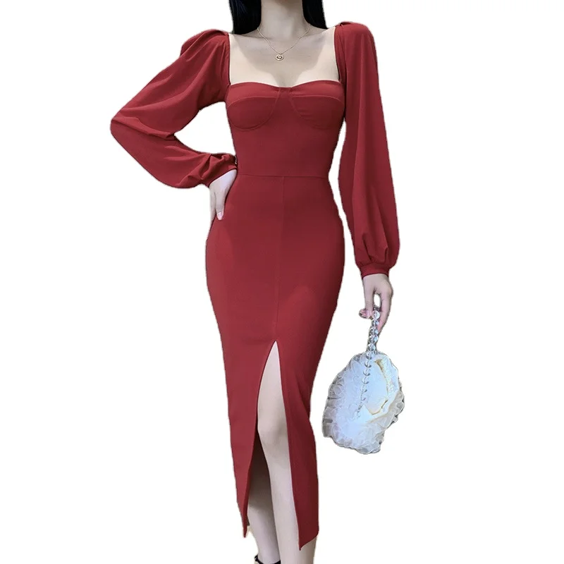 2020 New Arrival Sexy Women Square Collar Long sleeve split fashion ladies casual dresses
2020 New Arrival Sexy Women Square Collar Long sleeve split fashion ladies casual dresses