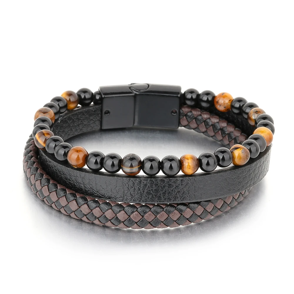 Fashion Hot Sale Natural Stone Bead Bracelet Stainless Steel Leather Tiger Eye Bracelet, Brown,red,blue
Fashion Hot Sale Natural Stone Bead Bracelet Stainless Steel Leather Tiger Eye Bracelet, Brown,red,blue