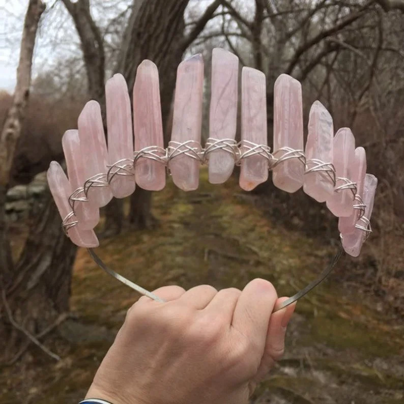 Different Material Available Rose Quartz Points Irregular Natural Crystal Slice Crown Accessary, As picture
Different Material Available Rose Quartz Points Irregular Natural Crystal Slice Crown Accessary, As picture
