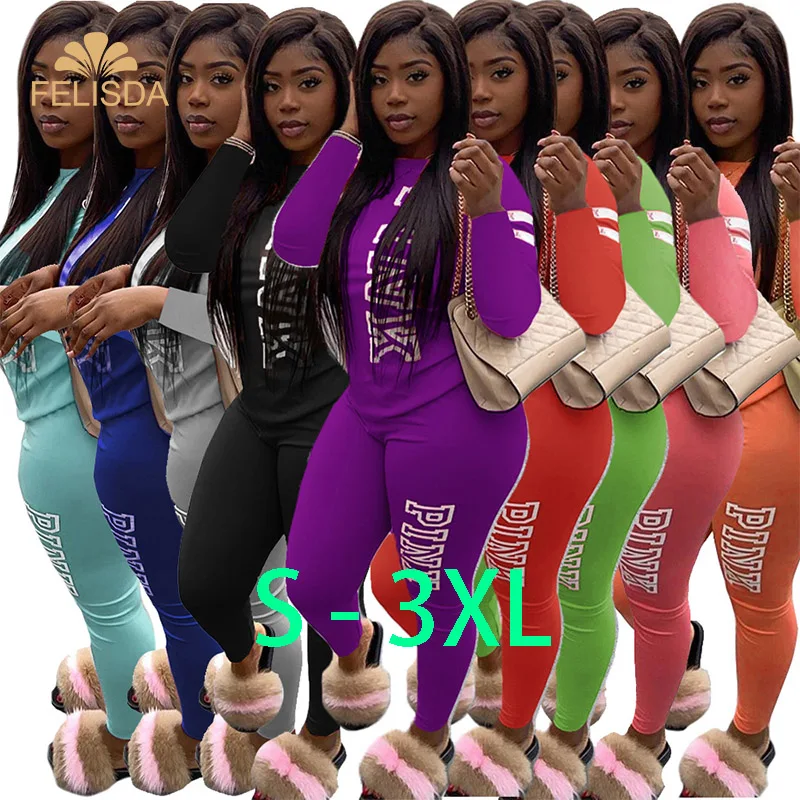 Plus Size 3XL Spring Women Set Pink Letter Print Long Sleeve Tracksuit Pants Suit Casual Two Piece Set Outfit Street Sweatsuit 
Plus Size 3XL Spring Women Set Pink Letter Print Long Sleeve Tracksuit Pants Suit Casual Two Piece Set Outfit Street Sweatsuit
