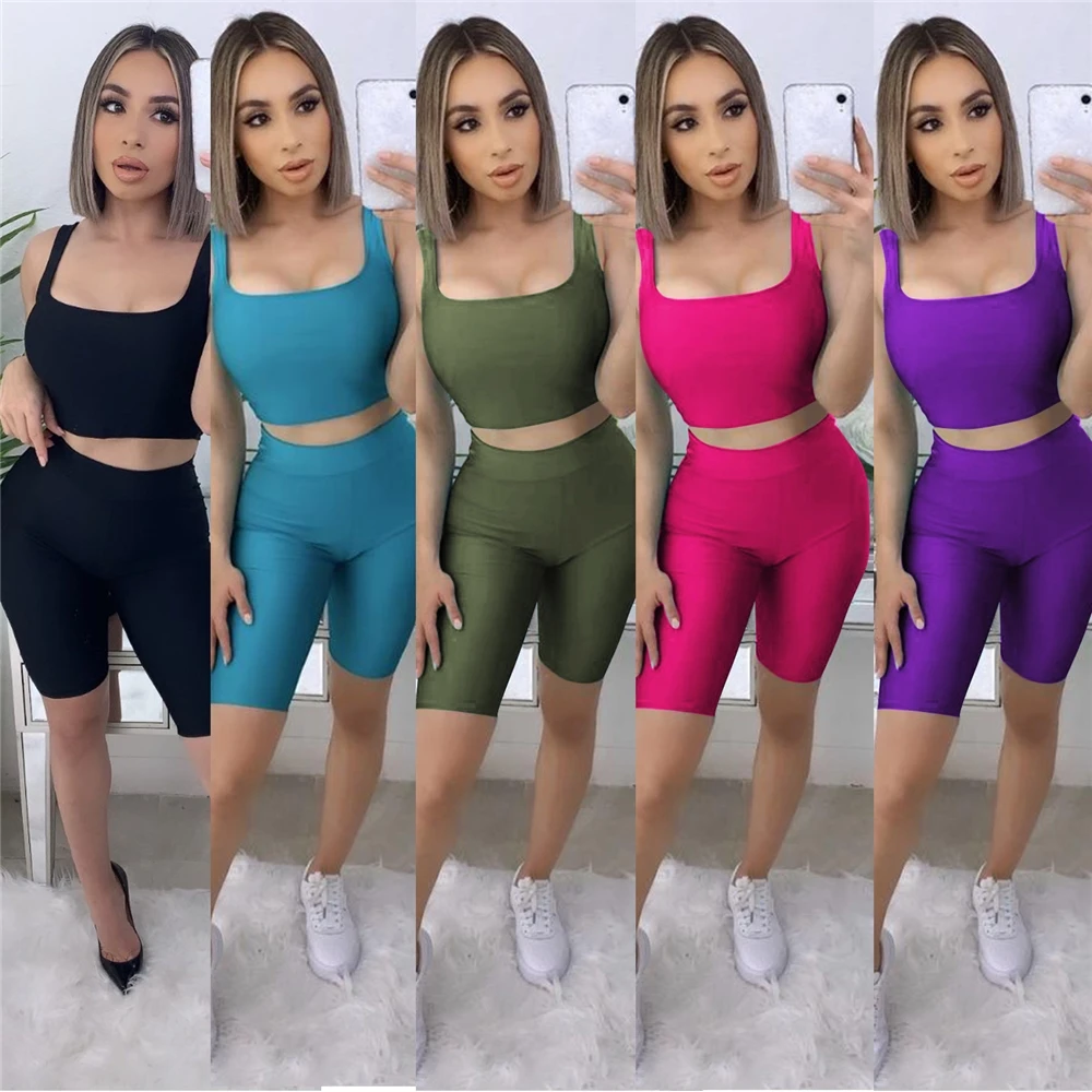 Casual Gym Tracksuit Two Piece Set Crop Tops And Biker Shorts Bodycon Yoga Short Sets Summer Women
Casual Gym Tracksuit Two Piece Set Crop Tops And Biker Shorts Bodycon Yoga Short Sets Summer Women