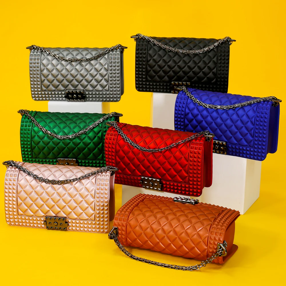 New Style Willow Nail Jelly Bag Fashion Single Shoulder Oblique Span Rhombic Lattice Chain Women Hand Bag Purses&Handbags, 7 colors
New Style Willow Nail Jelly Bag Fashion Single Shoulder Oblique Span Rhombic Lattice Chain Women Hand Bag Purses&Handbags, 7 colors