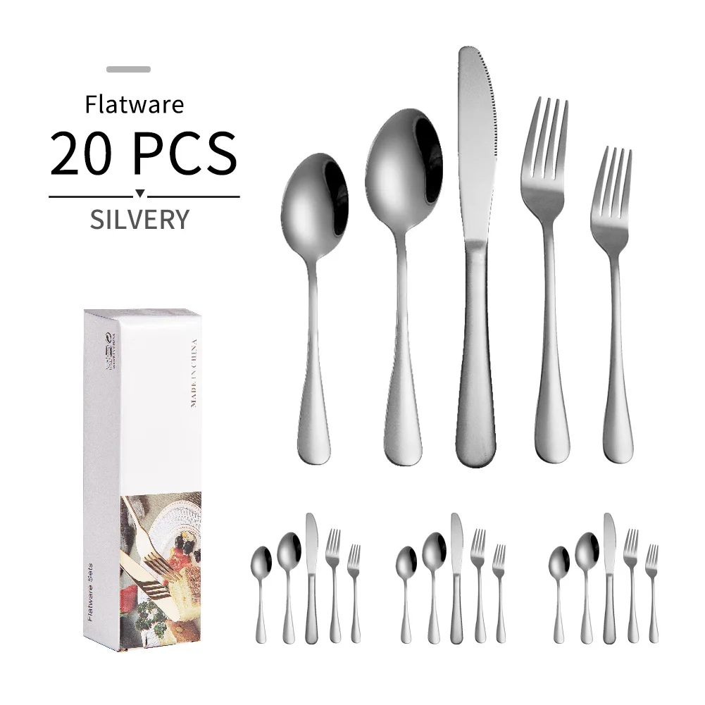 Amazon 20 piece set product 1010 stainless steel tableware 20 sets of Western food knife fork and spoon dinnerware Gift box
Amazon 20 piece set product 1010 stainless steel tableware 20 sets of Western food knife fork and spoon dinnerware Gift box
