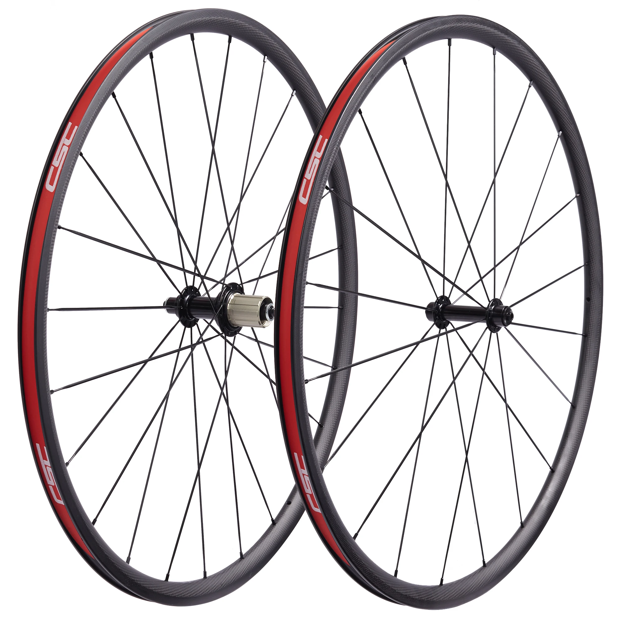 Csc Ultra Light Road Bike Carbon Wheels Clincher 24mm Depth 23mm Width