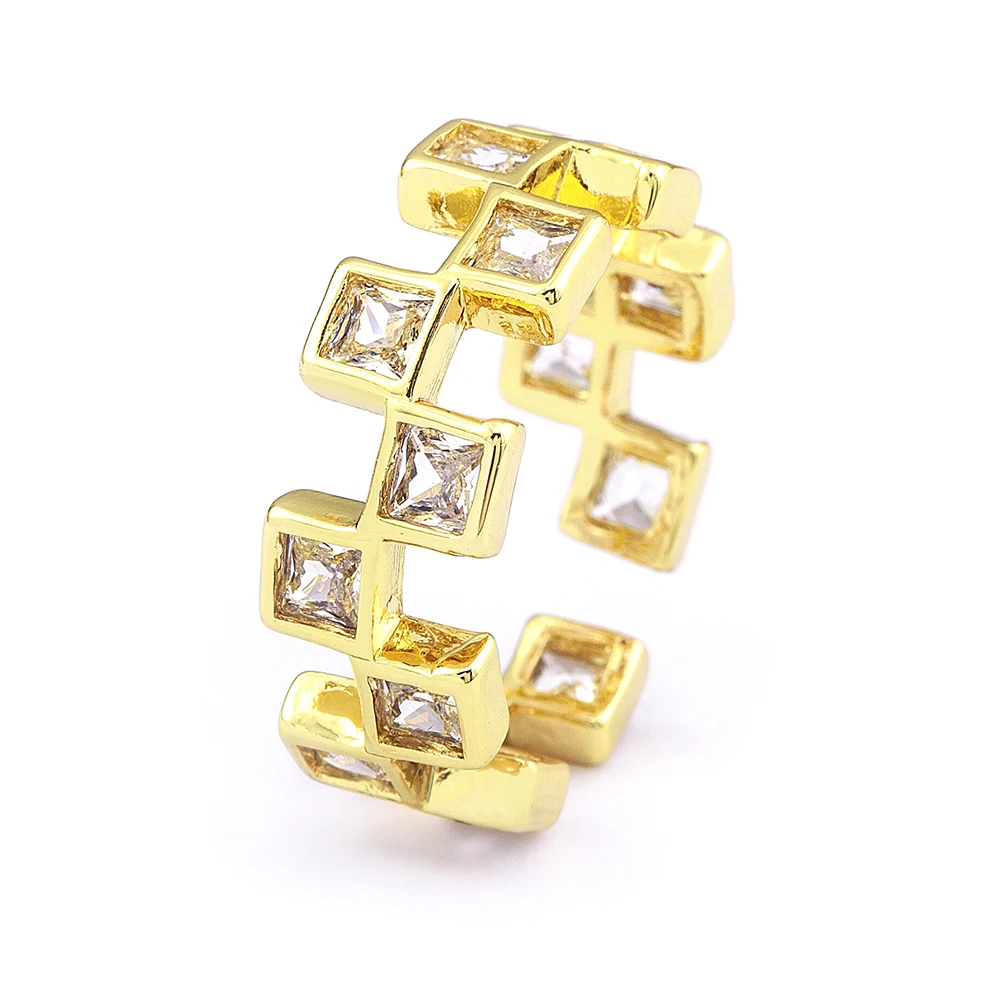 Fashion Plaid Pattern Design Square Adjustable Ring Cubic Zirconia Gold Plated Charm Rhinestone Opening Cuff Ring Wholesale
Fashion Plaid Pattern Design Square Adjustable Ring Cubic Zirconia Gold Plated Charm Rhinestone Opening Cuff Ring Wholesale