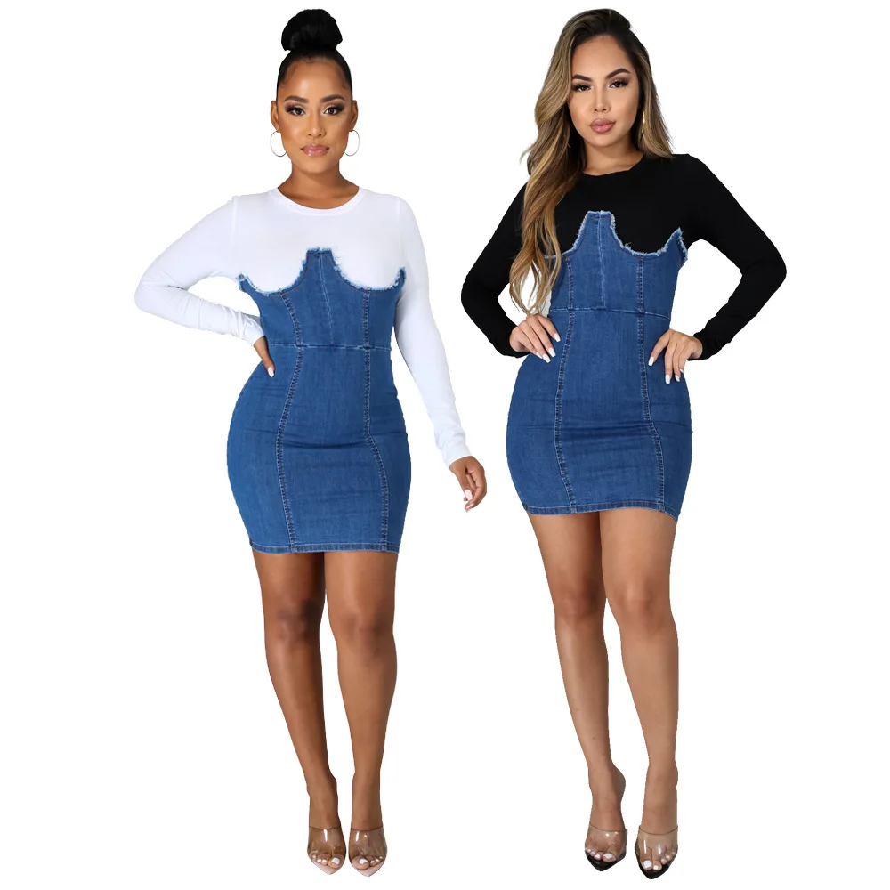 2021 Newest womens casual dresses Long Sleeve Denim Dress Patchwork Mini Dresses, Photo color
2021 Newest womens casual dresses Long Sleeve Denim Dress Patchwork Mini Dresses, Photo color