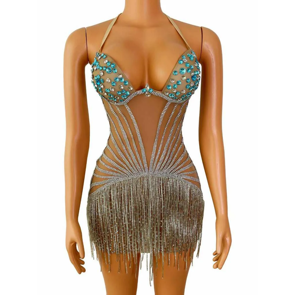 2022 New Arrivals Fashion Casual Crystal Dress Women Rhinestone Tassel Halter Sleeveless Sexy Mini Summer Night Club Dress, Picture color
2022 New Arrivals Fashion Casual Crystal Dress Women Rhinestone Tassel Halter Sleeveless Sexy Mini Summer Night Club Dress, Picture color