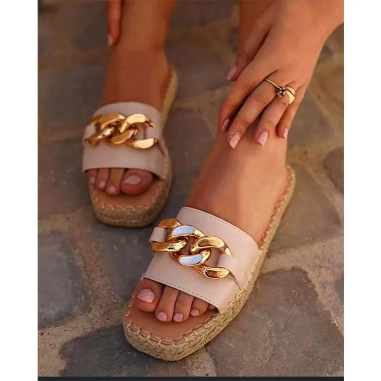 2021 New slides sandals soft PU chain luxury women's sandales peal women's sandals one pic, Black
2021 New slides sandals soft PU chain luxury women's sandales peal women's sandals one pic, Black
