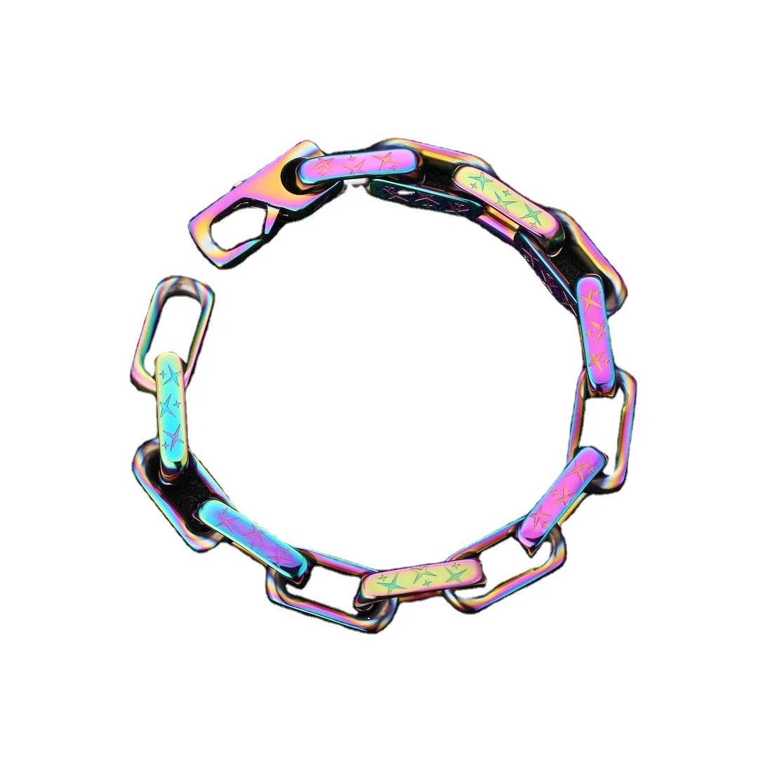 Drop Shipping 1pc No MOQ RTS Amazon Hot Sale Stainless Steel Necklace Men Colorful Huge 10mm Rainbow Paper Clip Bracelet
Drop Shipping 1pc No MOQ RTS Amazon Hot Sale Stainless Steel Necklace Men Colorful Huge 10mm Rainbow Paper Clip Bracelet