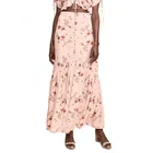 Causal floral summer ruffled open leg women maxi skirt with buttons