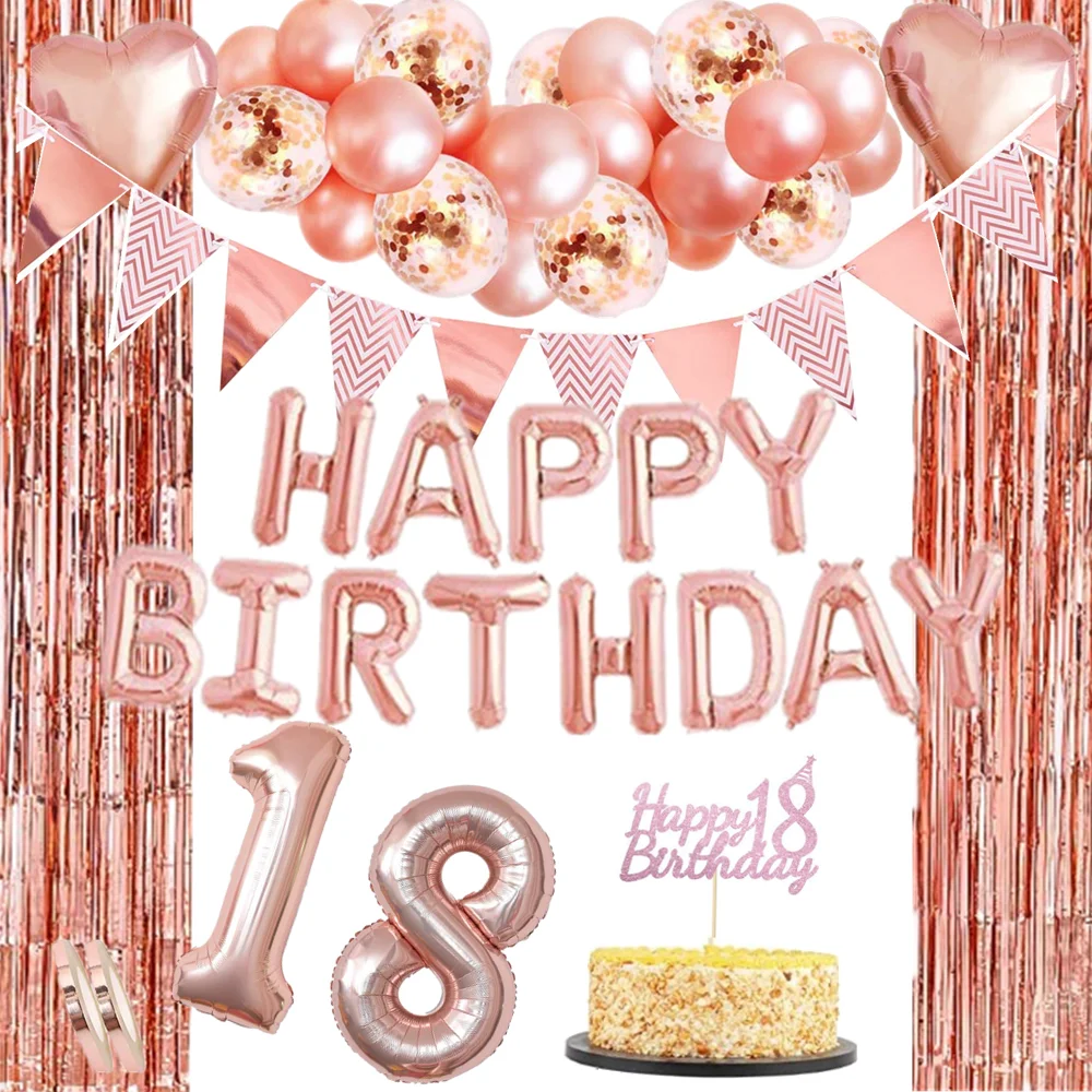 18 birthday cake topper foil curtain 18th rose gold birthday