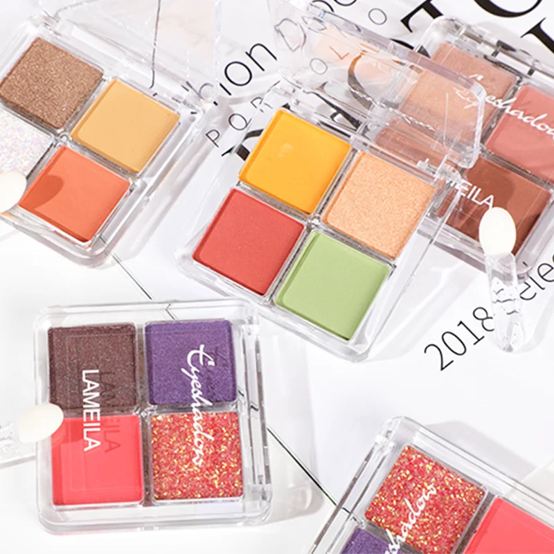 Wholesale Factory Price 4 Colors Cosmetic Long Lasting Vegan Glitter matte Pigment Brown Eye Shadow Palette Makeup
Wholesale Factory Price 4 Colors Cosmetic Long Lasting Vegan Glitter matte Pigment Brown Eye Shadow Palette Makeup