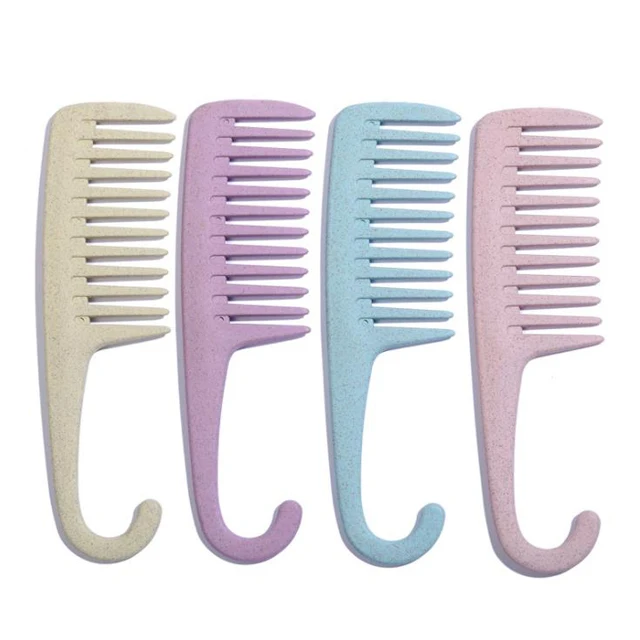 

High Quality Eco-friendly Uniquely designed wide tooth hair comb home use colourful detangleing hair comb, Pink,purple.blue,beige