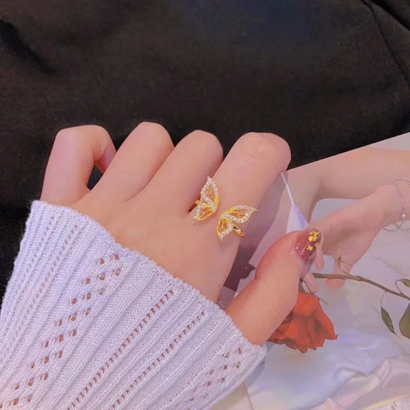Korean new style micro inlaid opening women's ring fashion temperament butterfly ring
Korean new style micro inlaid opening women's ring fashion temperament butterfly ring