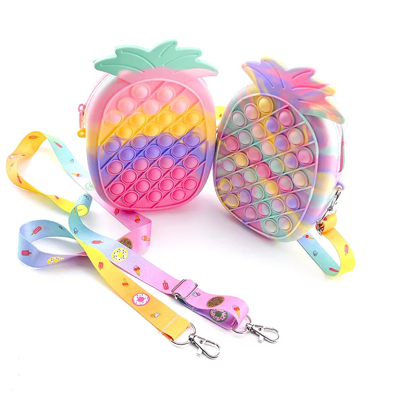 New Fashion Reliever Stress Large Pineapple fruit Mini Wallet colorful Cute Push Bubble Messenger Bag silicone pop it coin purse, 2 colors
New Fashion Reliever Stress Large Pineapple fruit Mini Wallet colorful Cute Push Bubble Messenger Bag silicone pop it coin purse, 2 colors