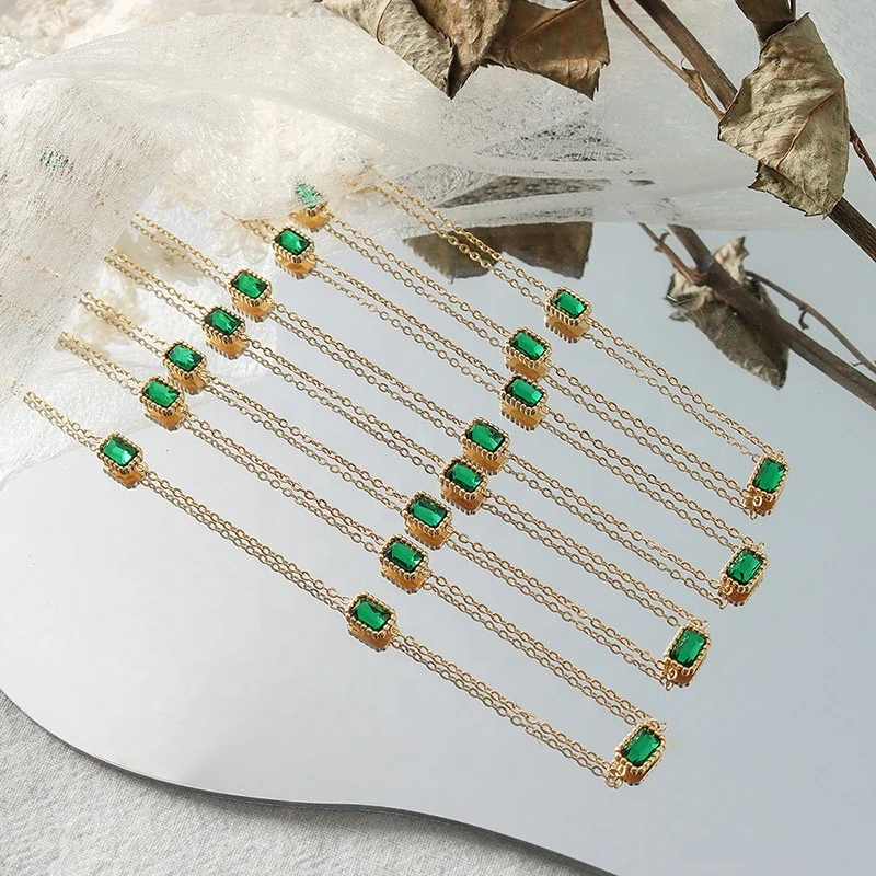 Minimalist Gold Plated Stainless Steel Green Cubic Zircon Pendant Station Necklace Women
Minimalist Gold Plated Stainless Steel Green Cubic Zircon Pendant Station Necklace Women