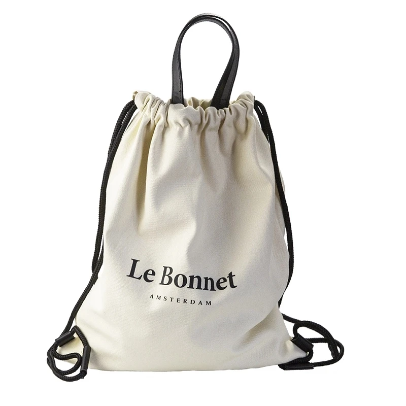 friendly recycled canvas cotton drawstring backpack bag