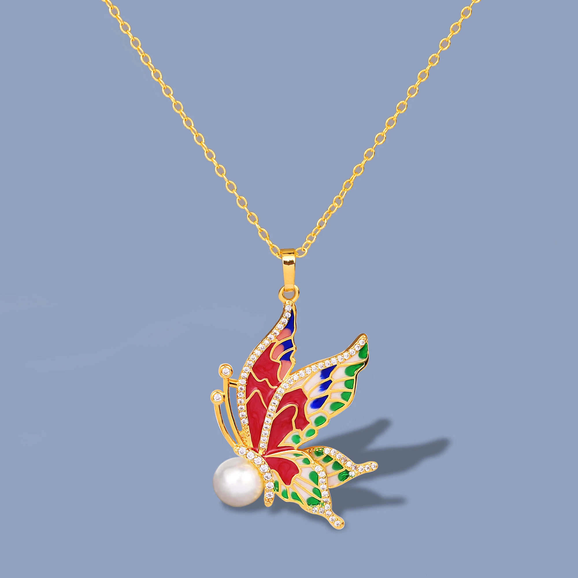 New Handmade Enamel KYNL0420 Epoxy Butterfly Pendant Inlaid Pearl Necklace Handmade Enamel Jewelry, Gold
New Handmade Enamel KYNL0420 Epoxy Butterfly Pendant Inlaid Pearl Necklace Handmade Enamel Jewelry, Gold