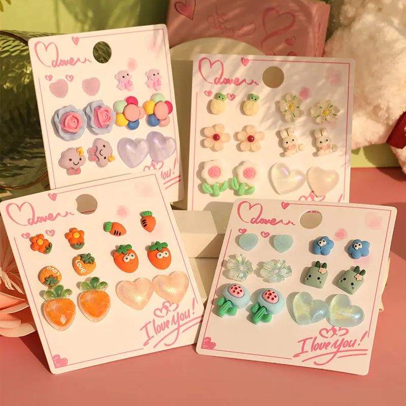 Finetoo Cartoon Solid Color Cute Acrylic Small Stud Earrings Creative Carrot Flower Animal Earrings Set for Women Girls
Finetoo Cartoon Solid Color Cute Acrylic Small Stud Earrings Creative Carrot Flower Animal Earrings Set for Women Girls