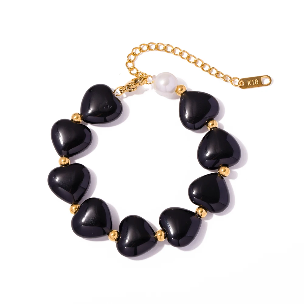 Black Heart Agate Bracelet 18k PVD Gold Plated Stainless Steel Love Stone Punk Bracelet For Woman Gift Jewelry
Black Heart Agate Bracelet 18k PVD Gold Plated Stainless Steel Love Stone Punk Bracelet For Woman Gift Jewelry