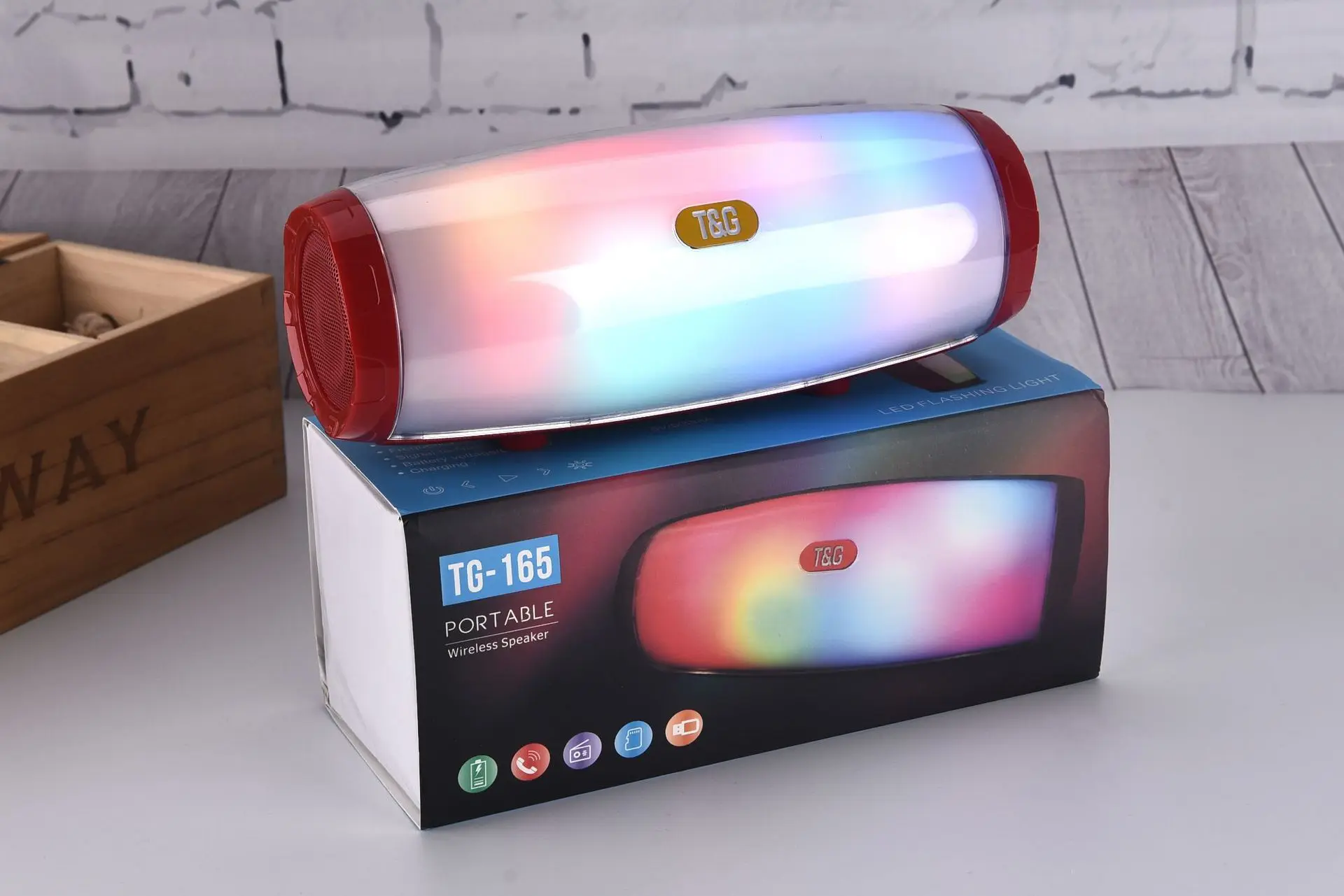 TG 165 Portable Bluetooth Speaker Stereo Leather Column 5 Flash Style LED Subwoofer Wireless Outdoor Music BoxFM Radio TF - ANKUX.COM
