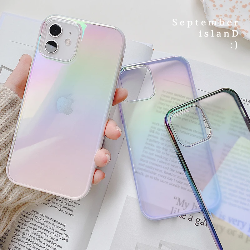 Luxury Square Glossy Electroplating transparent laser rainbow soft hard Phone Case For iPhone 12 Pro Max 11 MiNi cover, Red/green
Luxury Square Glossy Electroplating transparent laser rainbow soft hard Phone Case For iPhone 12 Pro Max 11 MiNi cover, Red/green