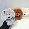 Cute 3D Dog Lint Fluffy Plush Fur Case White Furry Phone Cover Custom Handmade Gift for Christmas Soft TPU Case for iphone 11 xs