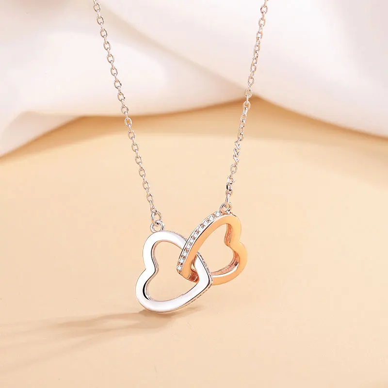 Heart Necklace S925 Diamond Pendant Necklace S925 Sterling Silver Double Heart Interlocking Necklace for Mother's Day Gift
Heart Necklace S925 Diamond Pendant Necklace S925 Sterling Silver Double Heart Interlocking Necklace for Mother's Day Gift