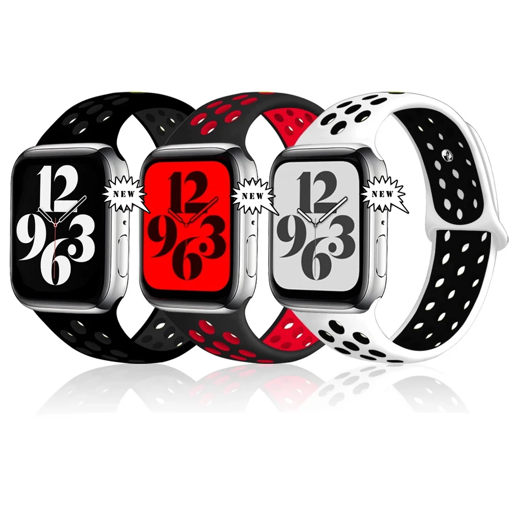 Breathable Silicone Watch Strap For Apple Watch 44mm 41mm 45mm 38mm Wrist Watch Sport Band For iWatch Series 7 6 SE 5 W26+, Multi colors
Breathable Silicone Watch Strap For Apple Watch 44mm 41mm 45mm 38mm Wrist Watch Sport Band For iWatch Series 7 6 SE 5 W26+, Multi colors