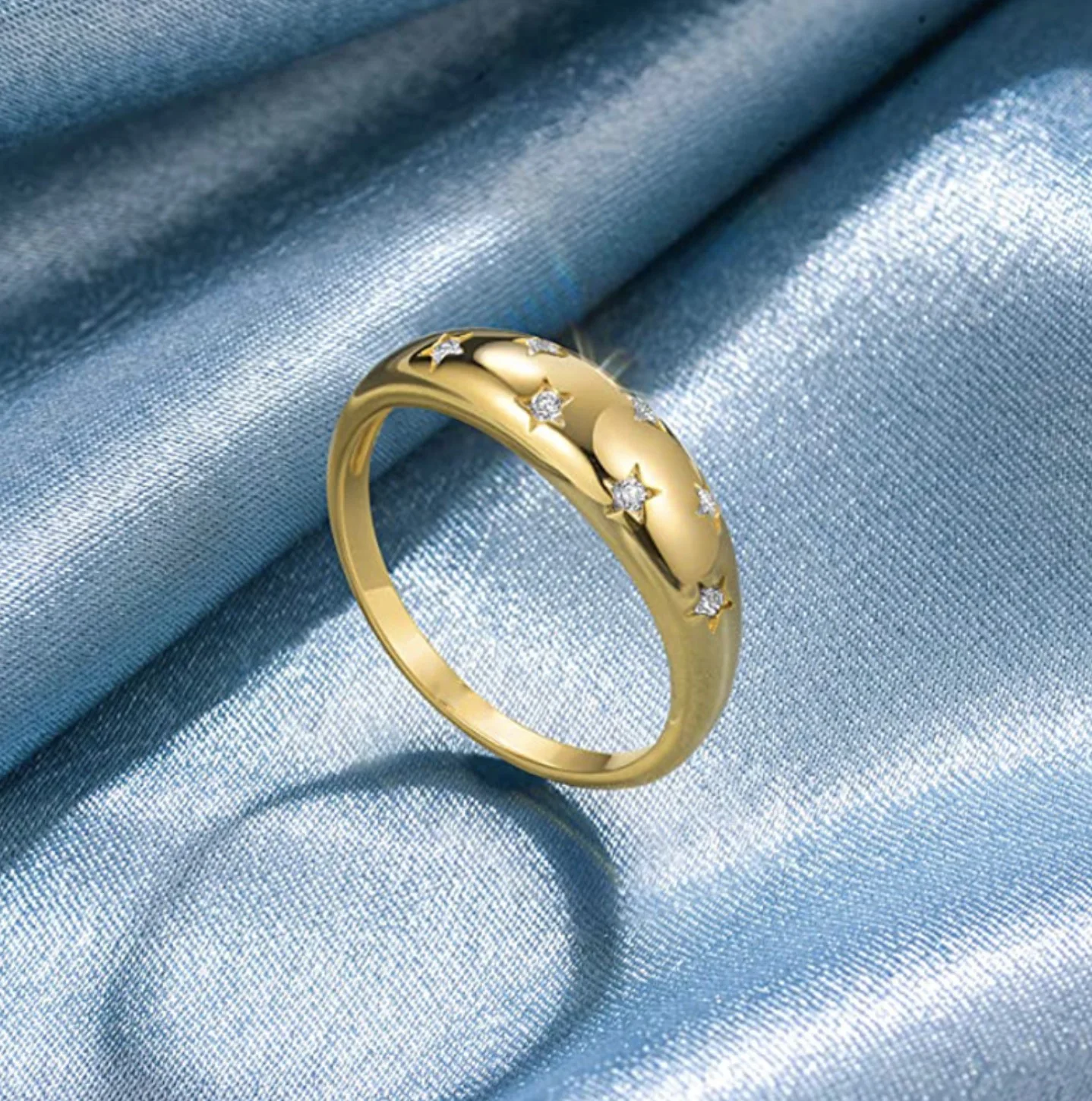 18K Celestial Diamond Dome Ring Stacking Gemstone Minimalist Ring Diamond In Gold Star Dome Ring
18K Celestial Diamond Dome Ring Stacking Gemstone Minimalist Ring Diamond In Gold Star Dome Ring