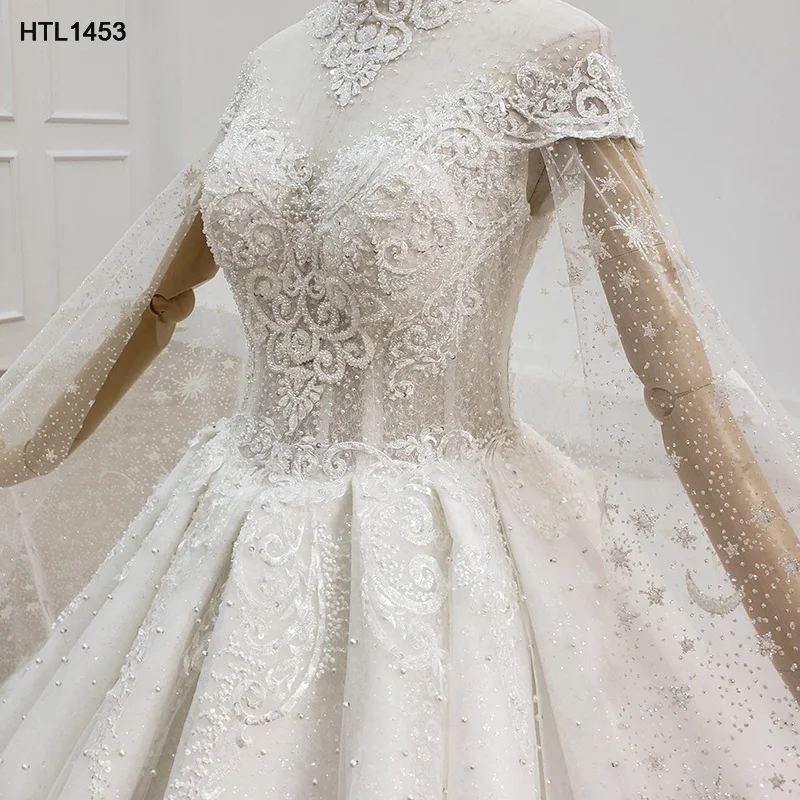 Jancember HTL1453 High Neck Bridal Gowns Luxury Long Cathedral Real Wedding Dress, Ivory
Jancember HTL1453 High Neck Bridal Gowns Luxury Long Cathedral Real Wedding Dress, Ivory