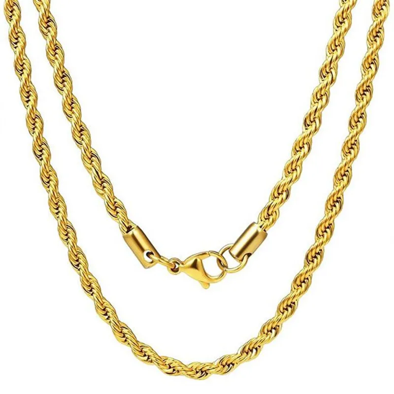 18k Gold Plated 5mm Twisted Rope Chain Necklace Jewelry Stainless Steel Chunky Long Neck Rope Link Chain
18k Gold Plated 5mm Twisted Rope Chain Necklace Jewelry Stainless Steel Chunky Long Neck Rope Link Chain