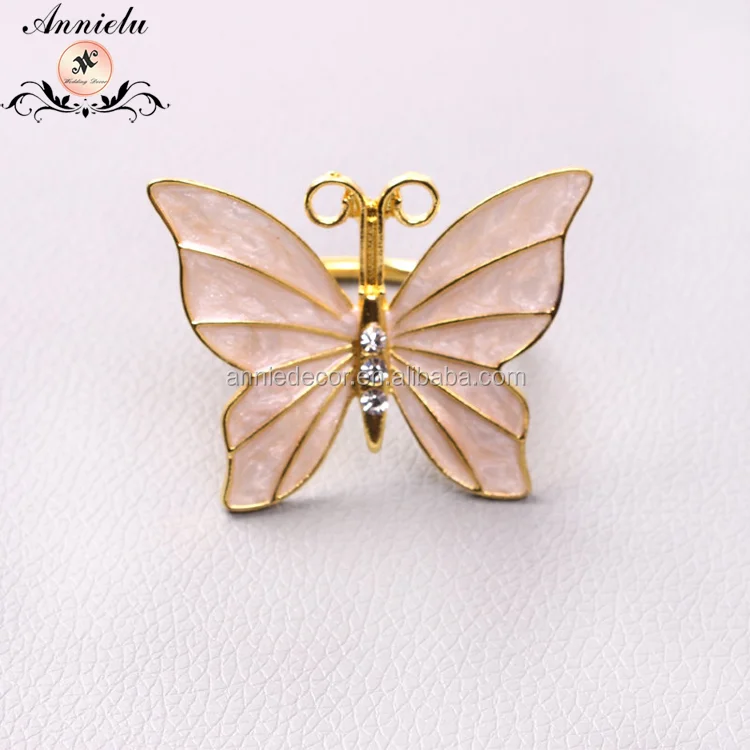Fancy rose gold Butterfly shaped napkin rings for wedding party table decorations