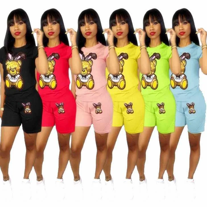 2021 Summer Fashion Sequins Short Sleeves Women 2 Piece Shorts Set Cartoon Women Girls Clothes Clothing S to 3XL, Picture
2021 Summer Fashion Sequins Short Sleeves Women 2 Piece Shorts Set Cartoon Women Girls Clothes Clothing S to 3XL, Picture